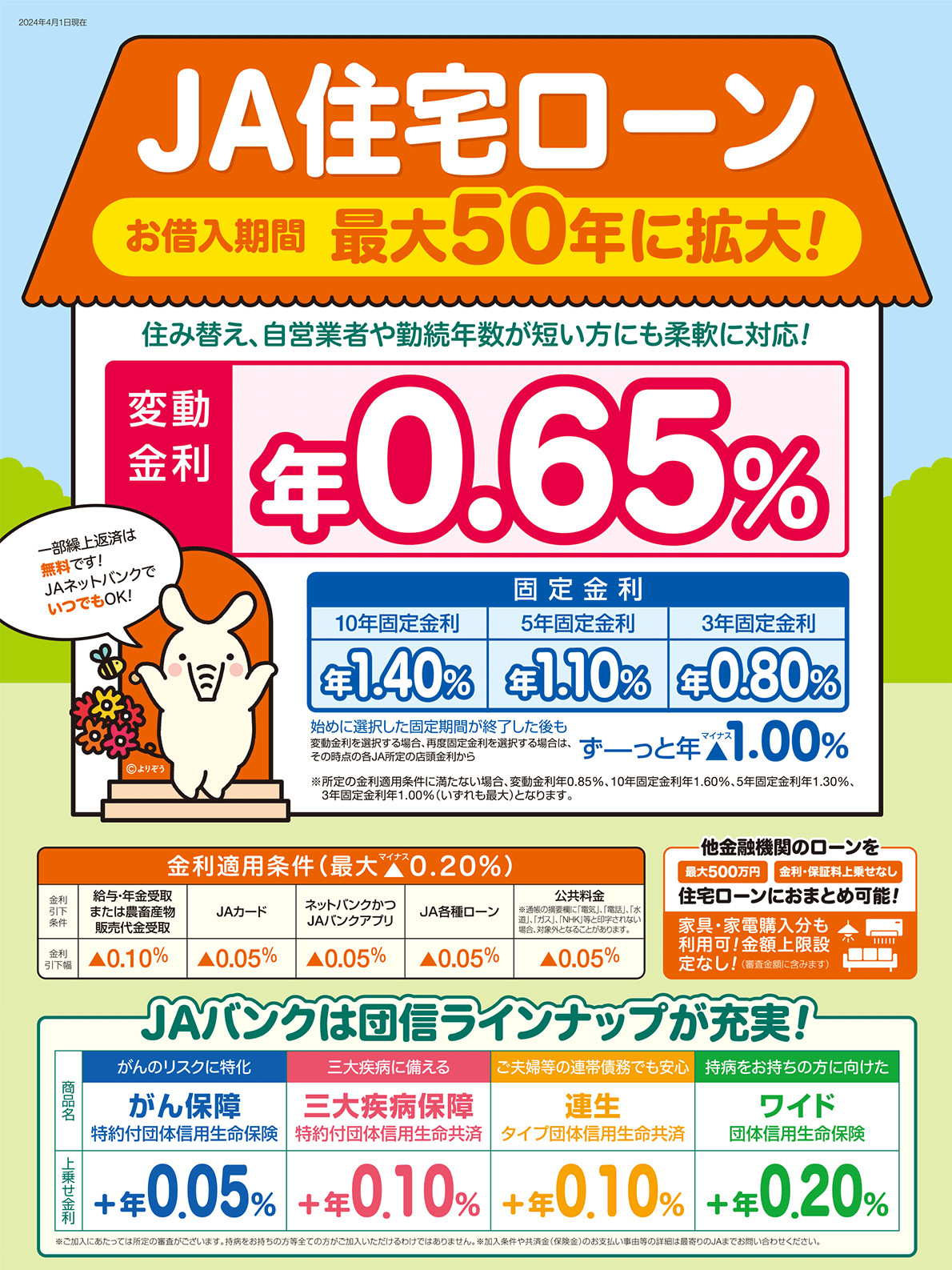 JA住宅ローンお借入期間最大50年に拡大！
